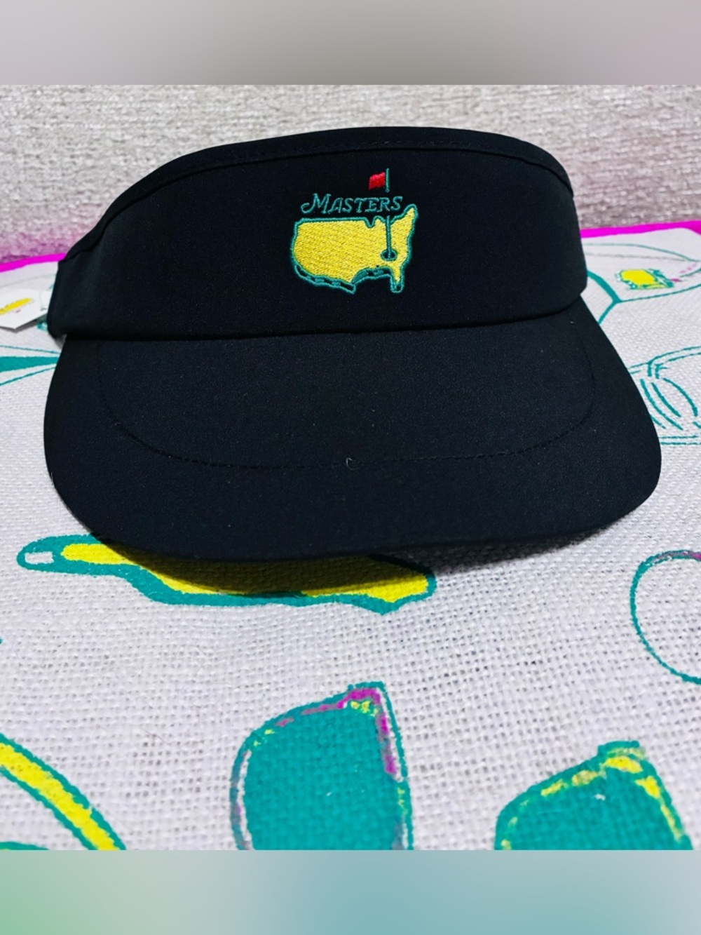2026 Masters Black Visor with Yellow & Green Logo